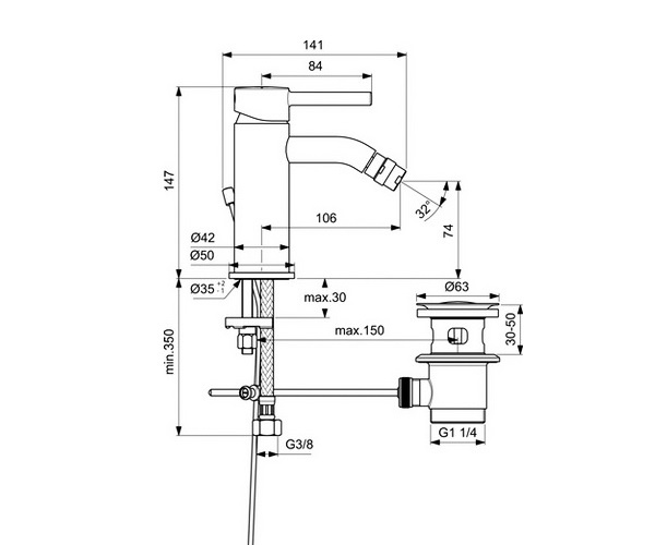 смеситель для биде IDEAL STANDARD CERALINE